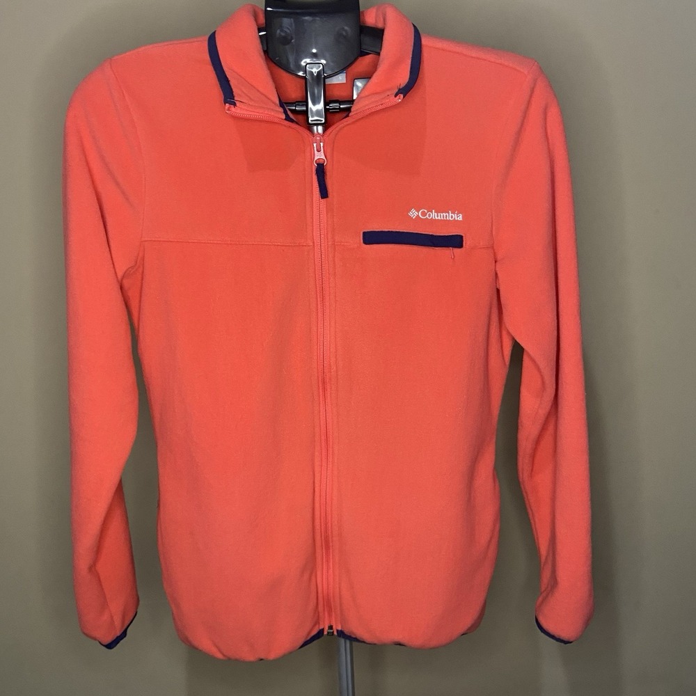Columbia Mountain Crest Full‎ Zip Fleece Jacket Womens Small Red Orange Blue S
